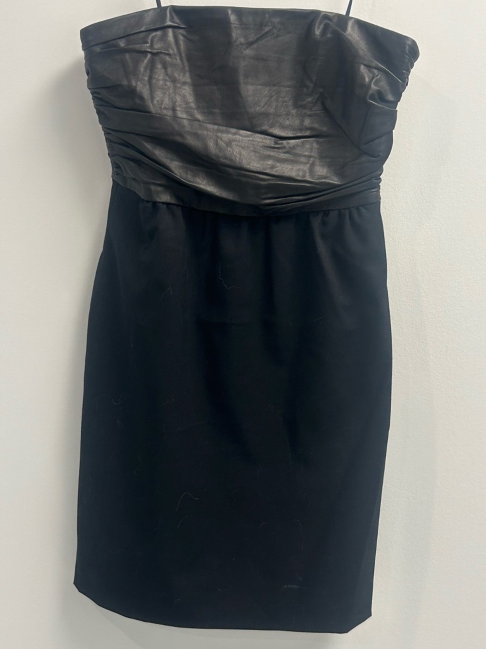 Theory Black Strapless Dress with Leather Bodice